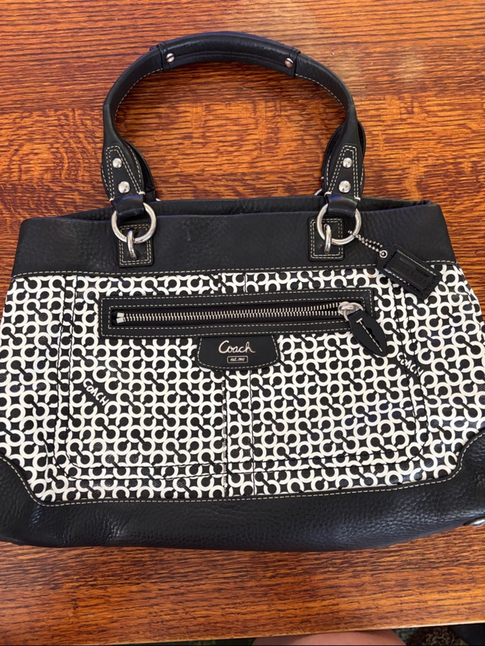 Coach Black and White Signature Pattern Tote